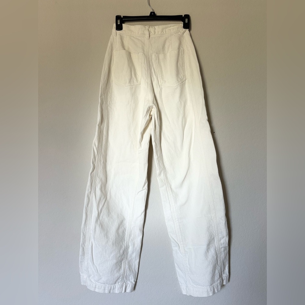 Zara Cream Lightweight Pleated Ivory Jeans High-Waist Relaxed Fit - Picture 7 of 9